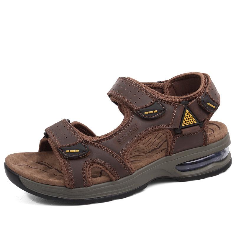 Men s Large Size Breathable Open-Toe Cowhide Sandals Size 42