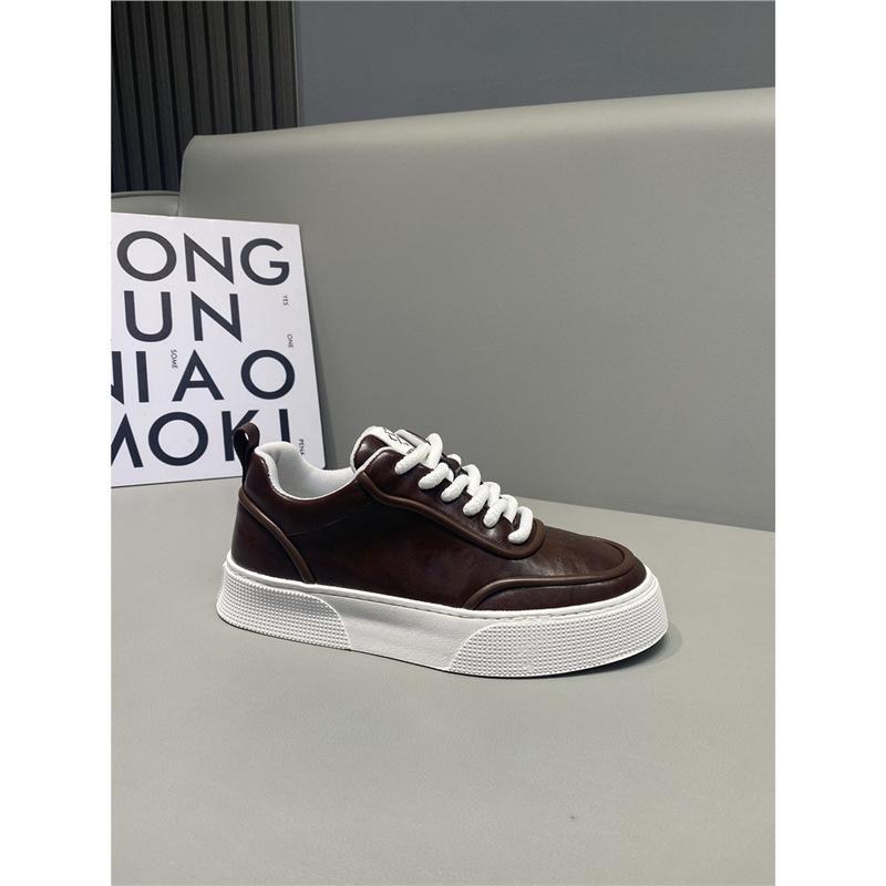 

Men S Shoes Summer Breathable Little White Shoes Sports Shoes Fashionable Wear-Resistant Soft Sole Solid Color Lace-Up Casual Zmd 38 коричневый