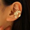 Simple Metal Flower Ear Clip for Women Vintage Geometric C-Shape Non Piercing Fake Cartilage Clip Earrings Wedding Jewelry Gift