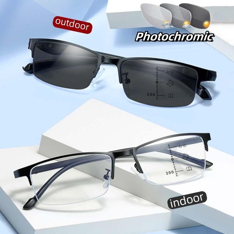 

Men Business Color Changing Multifocal Reading Eyewear Near Far Sight Photochromic Eyeglasses Photochromic Eyeglasses To +4.0