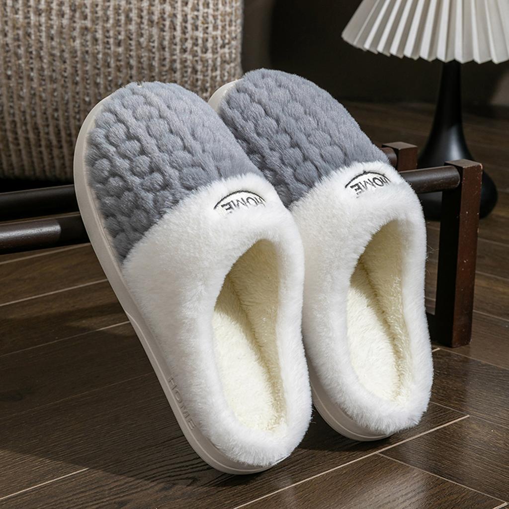 Women's Casual Versatile Plush Slippers Warm Thick Sole Wear Warm Cotton Slippers Womens Slippers with Bow