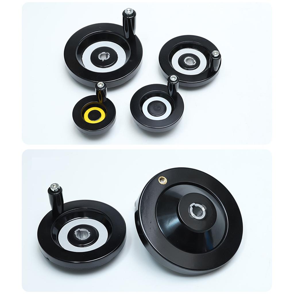 Schwarzes Aluminium Handrad Rückseitig geriffelt Fräsmaschine Drehmaschine 3D-Drucker Speichenhandrad 10x80mm 12x100mm 16x160mm