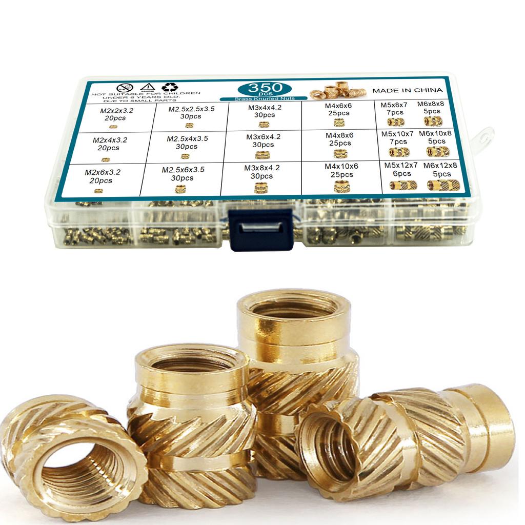 Set 350 buc piuliță de injecție termofuzibilă dublu striată Tuba inserție piuliță cupru cutie mamă floare cupru