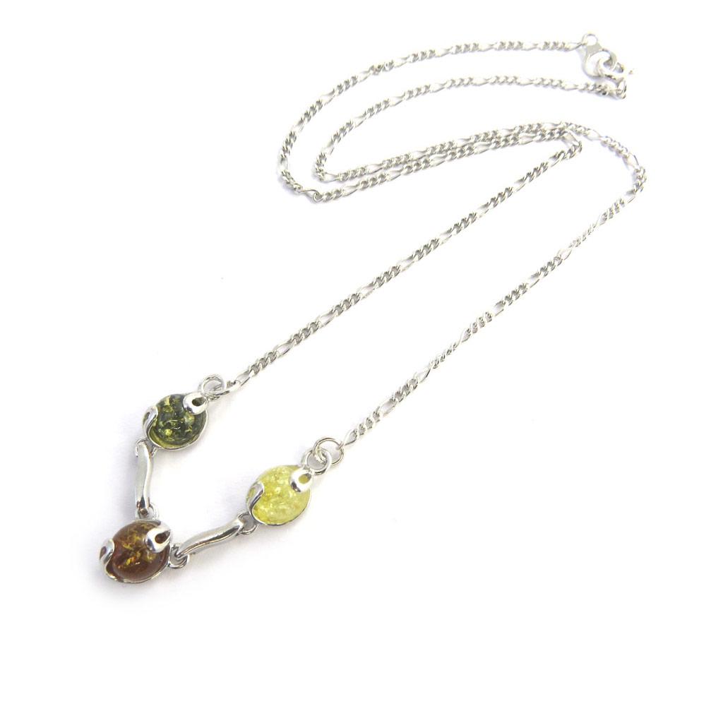Les Trésors De Lily [N2778] - Silver Necklace 'Inspiration' 3 Ambers (rhodium-plated) - 8x6 Mm