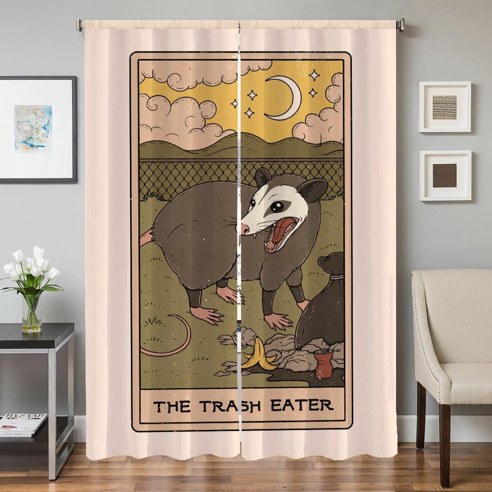 

Window Kitchen Curtains for Living Room 2 Pieces Blackout Curtains Door Curtain Raccoon Tarot Partition Bedroom Decoration Shade W50xH70cmx2pcs-CL