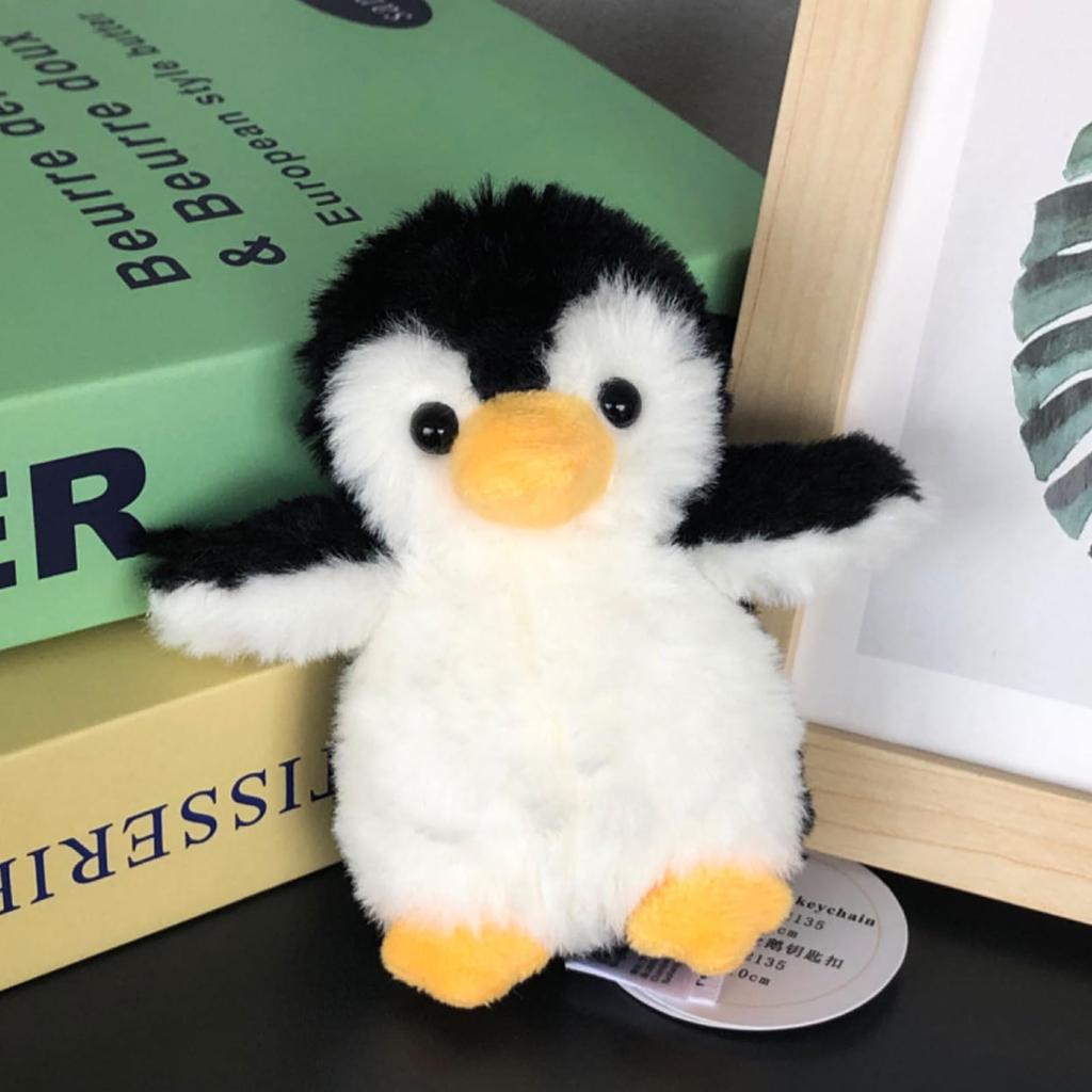 Apricot Lamb Black Penguin Cute Soft Keychain Plush Toy, Perfect for Boys and Girls, Fits Kids Backpacks and Purses, 10cm