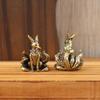 1Pcs Nine Tailed Fox Miniature Figurines Desk Ornament Brass Mythical Fox Statue Mini Copper Animal Sculpture Home Decor Crafts