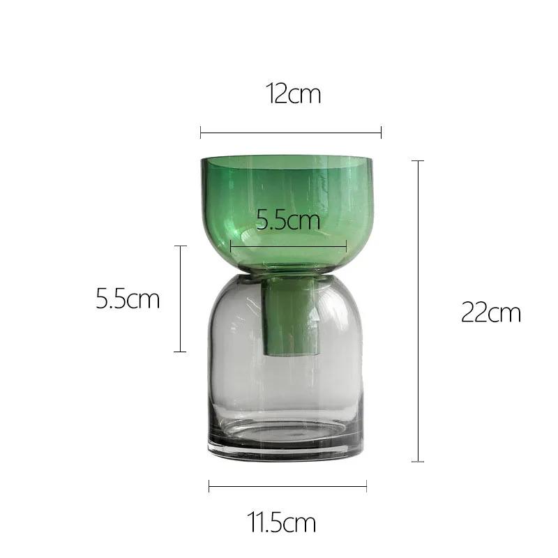 

Two Color Glass Vase Transparent Hydroponics Flower Pots Desk Decoration Flowers Arrangement Floral Vases Room Aesthetic Decor