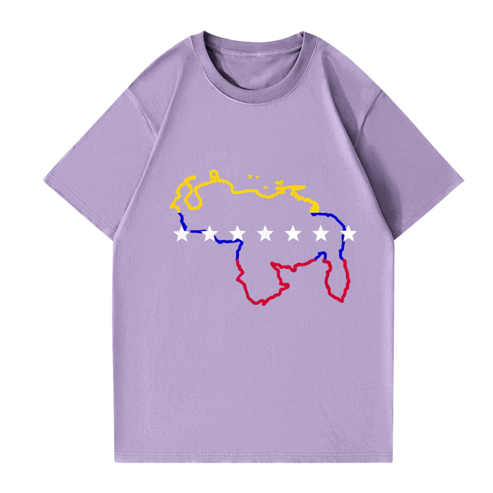 

Women s And Men s Fashionable Round Neck Casual Print Short Sleeved T-shirt Top XXXXL фіолетовий