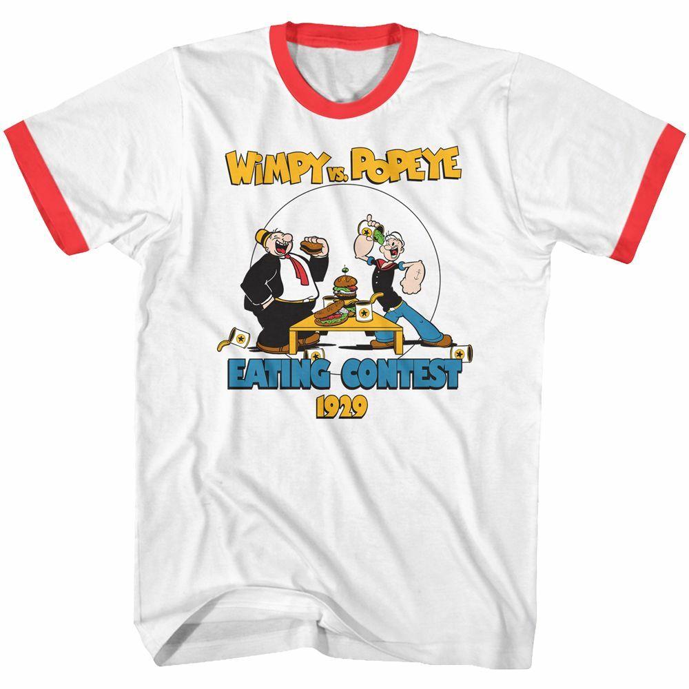 POPEYE The SAILOR WIMPY Ringer T-Shirt Official New Eating Contest White 1929 Unisex T-Shirt XXXL