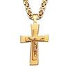 Men's Necklace Big Cross Pendant & Chain Male Gold Color Stainless Steel Christian Necklaces For Men Religious Jewelry Gift