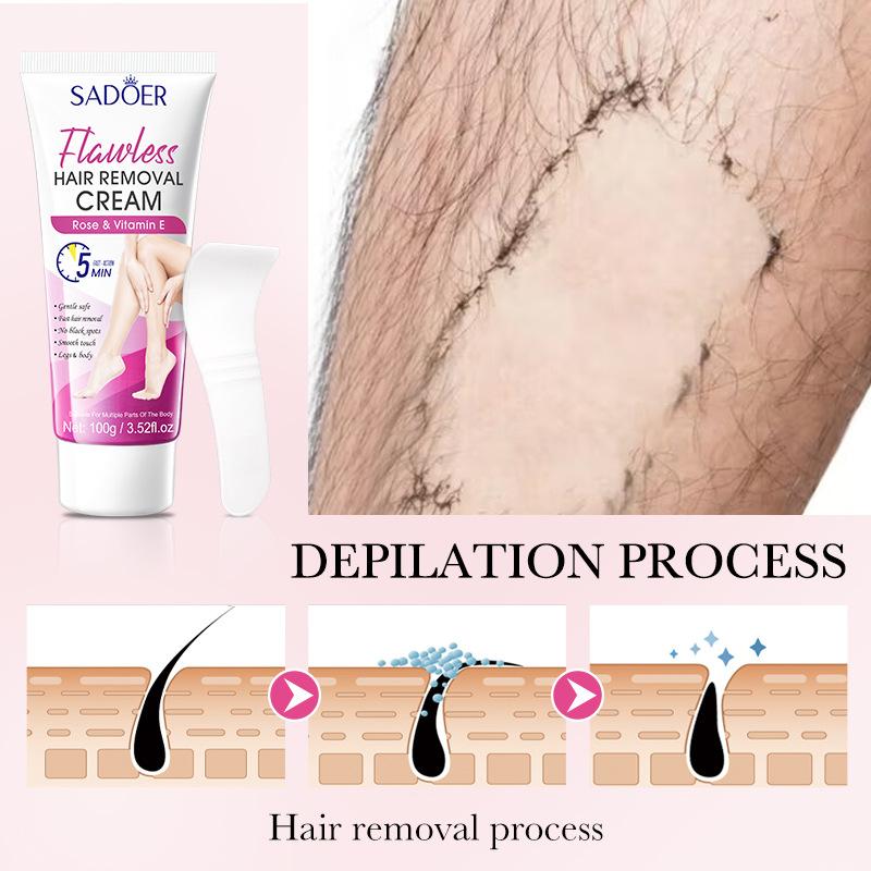 Crème dépilatoire, Rose EV Crème dépilatoire lisse et sans défaut 100g, Non irritante, Lisse