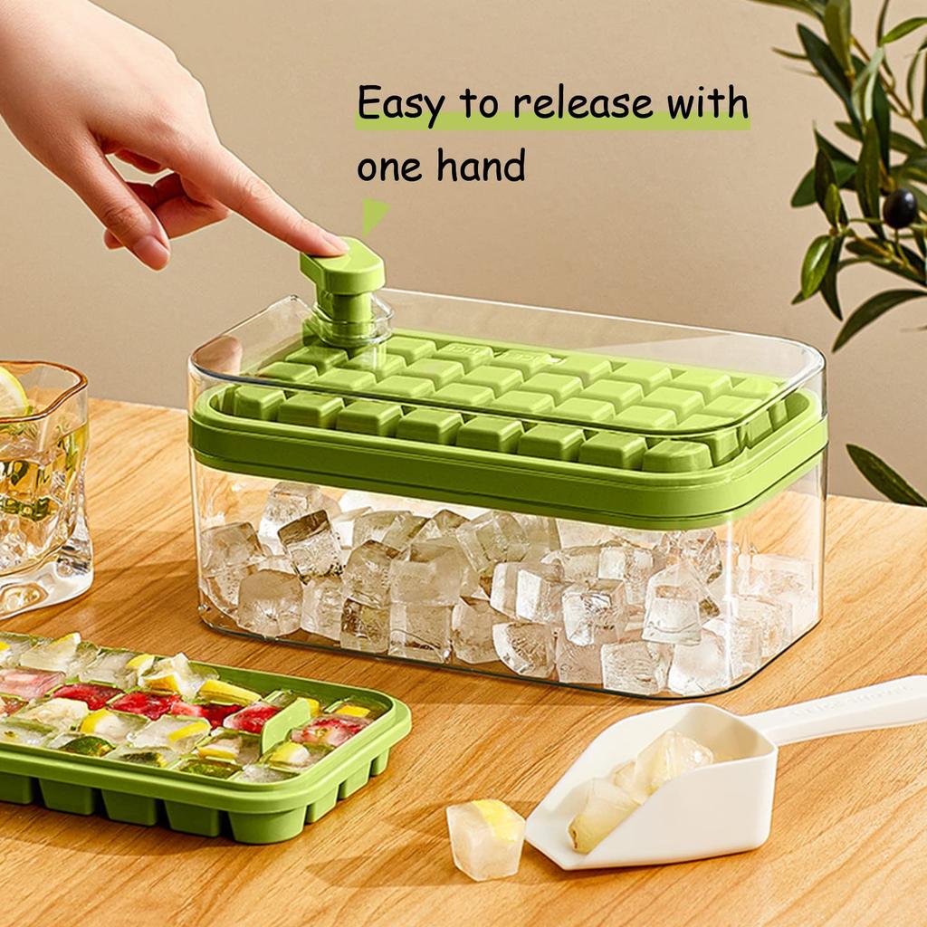 Cube Tray with Lid and BinEasy Release Ice Cube Trays for Freezer Whiskey Cocktail Tea Coffee Summer Kitchen Supplies