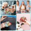 Fashion Mini Coin Purse Rose Floral Print Canvas Clutch Wallet Metal Hasp Makeup Bag for Women