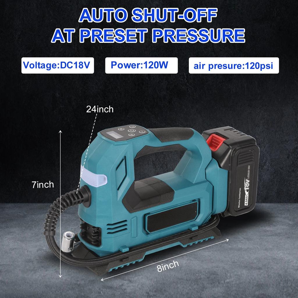 Cordless Air Pump For Car Bicycle Tires Balls Portable Car Tire Inflator Air Compressor For Makita 18V Battery