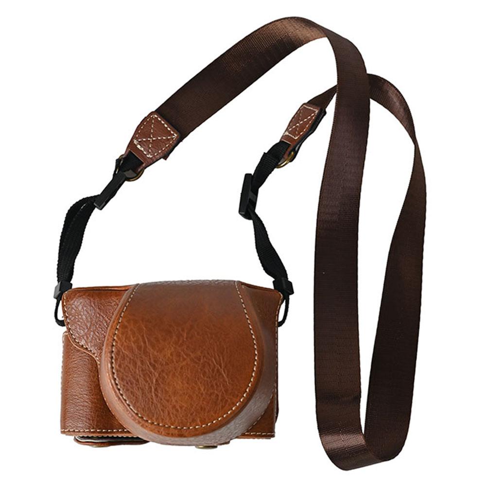 For Fujifilm X-M5 Protective Cover Litchi Textured PU Leather Camera Case with Shoulder Strap