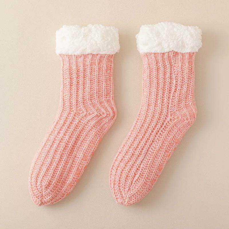 Winter Warm Indoor Floor Men's Socks Solid High Quality Comfortable Plush Sleep Women Sock Thickened Non-Slip Thermal Sokken