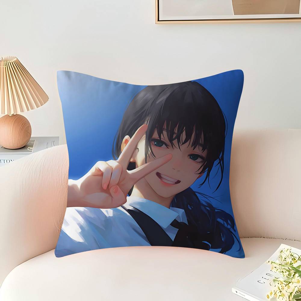 Chainsaw-Man Mitaka Asa Pillow Anime Pillow Sofa Bed Head Pillow Cover Cushion Cover 45x45 cm Fashion