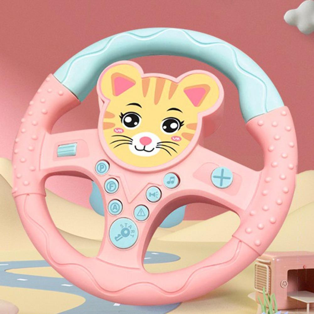 Multi Functional Cartoon Copilot Steering Wheel Montessori Simulate Driving Car Toy  Children Gift