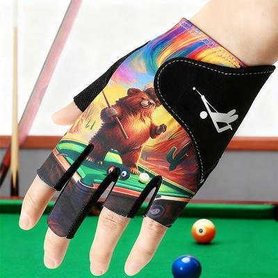 Biljardhandske Vänster Hand Tre Fingrar Snooker Biljardhandske Halkskyddande Klistermärken Elasticitet Biljardträningshandskar Tillbehör