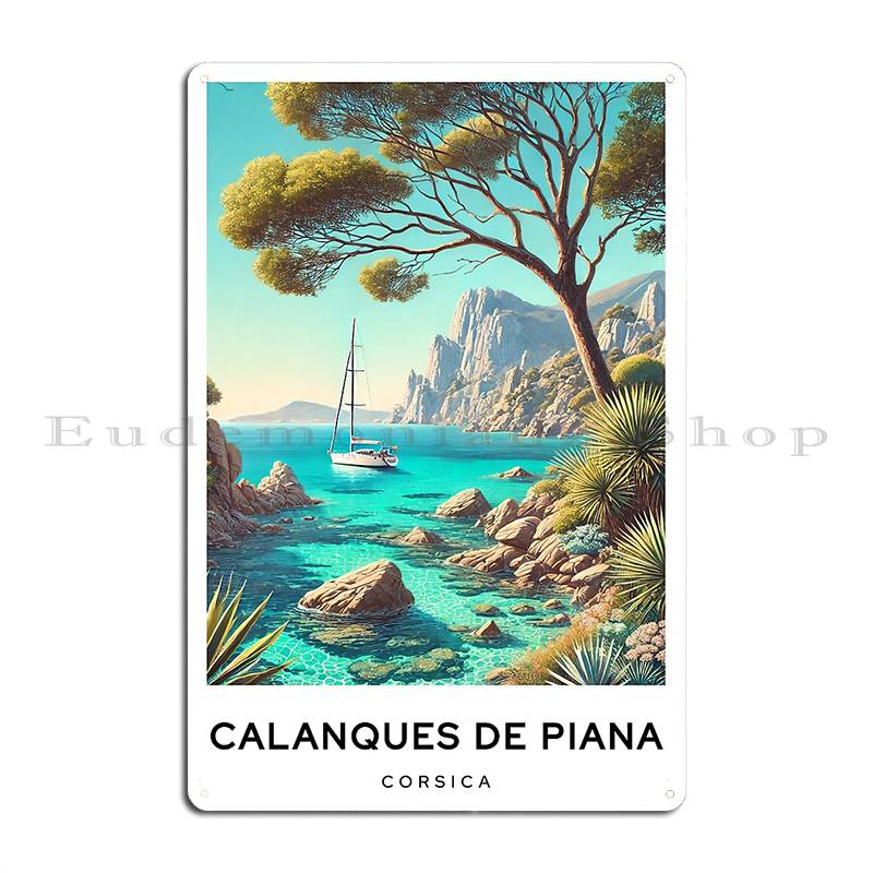 

Calanques De Piana Corsica Digital Art Poster Metal Plaque Garage Designer Cinema Pub Plates Rusty Tin Sign Poster 20x30cm（7.8x11.8inch）