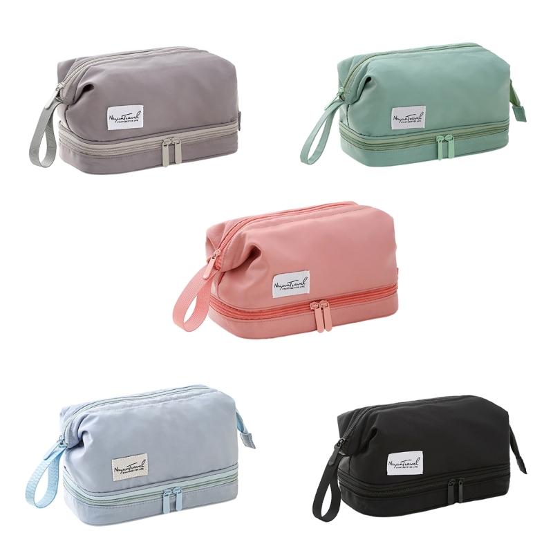 Large Travel Toiletry Cosmetic Bags Double Layer Portable Nylon Makeup Bags Storage Pouch for Women