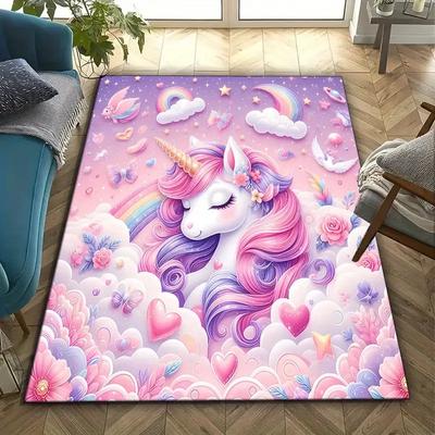 Regenboog Eenhoorn Tapijt voor Meisjeskamer Decoratie Kinder Speelmat Crèche Woonkamer Kleed Peuter Vloermat Kerst Verjaardag Cadeau Idee