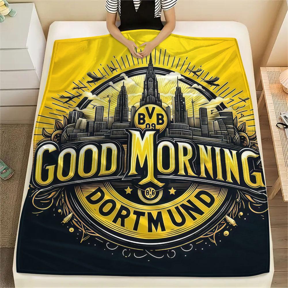 1PC Borussia Patterned Flannel Blanket Suitable For All Seasons for Home Decor Warmth and Comfort Gifts Holiday Present