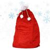 Large Red Velvet Christmas Bag with White Pompom , Fluffy Gift Storage Pouch for Presents, Festive Holiday Organizer Suitable