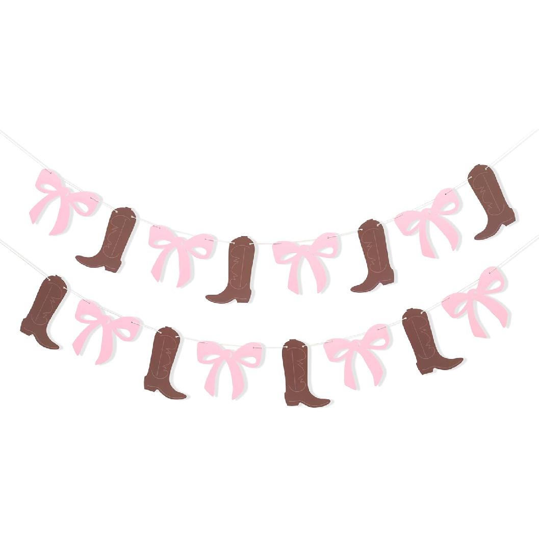 Boot Or Bows Gender Reveal Banner - Boots Or Bows Party Decorations,Cowgirl Boots 1st Birthday,Cowgirl Gender Reveal Decorations,Cake Smash Backdrop