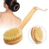 Natural Wooden 10" Bristle Body Bath Brush Massager Shower Back Scrubber Spa