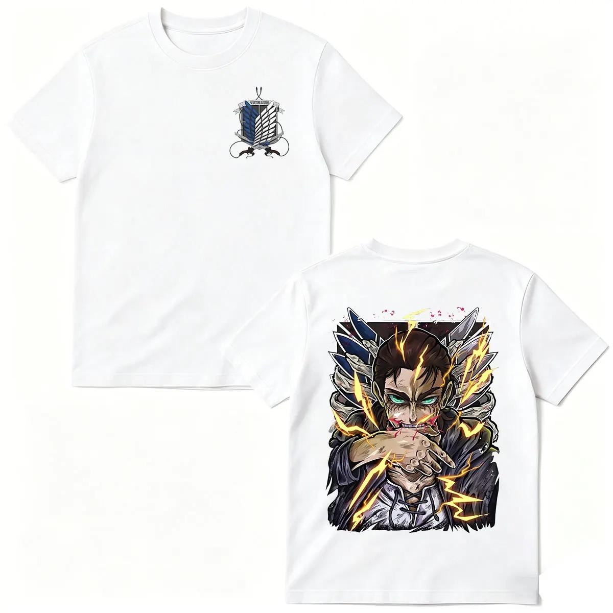 2026 Anime Attack On Titan Manga Levi Ackerman Eren Yeager T Shirt Men Cotton Short Sleeve T-shirt Oversized T-shirts Streetwear S разноцветный
