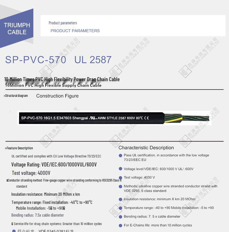 UL20886 Power Control Wire, PVC Sheath, 4G*1.5-6.0MM, High Softness, Bend Resistant