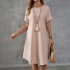 Women's Summer Casual Solid Color Round Neck Short Sleeve Mid-length Loose Dress
