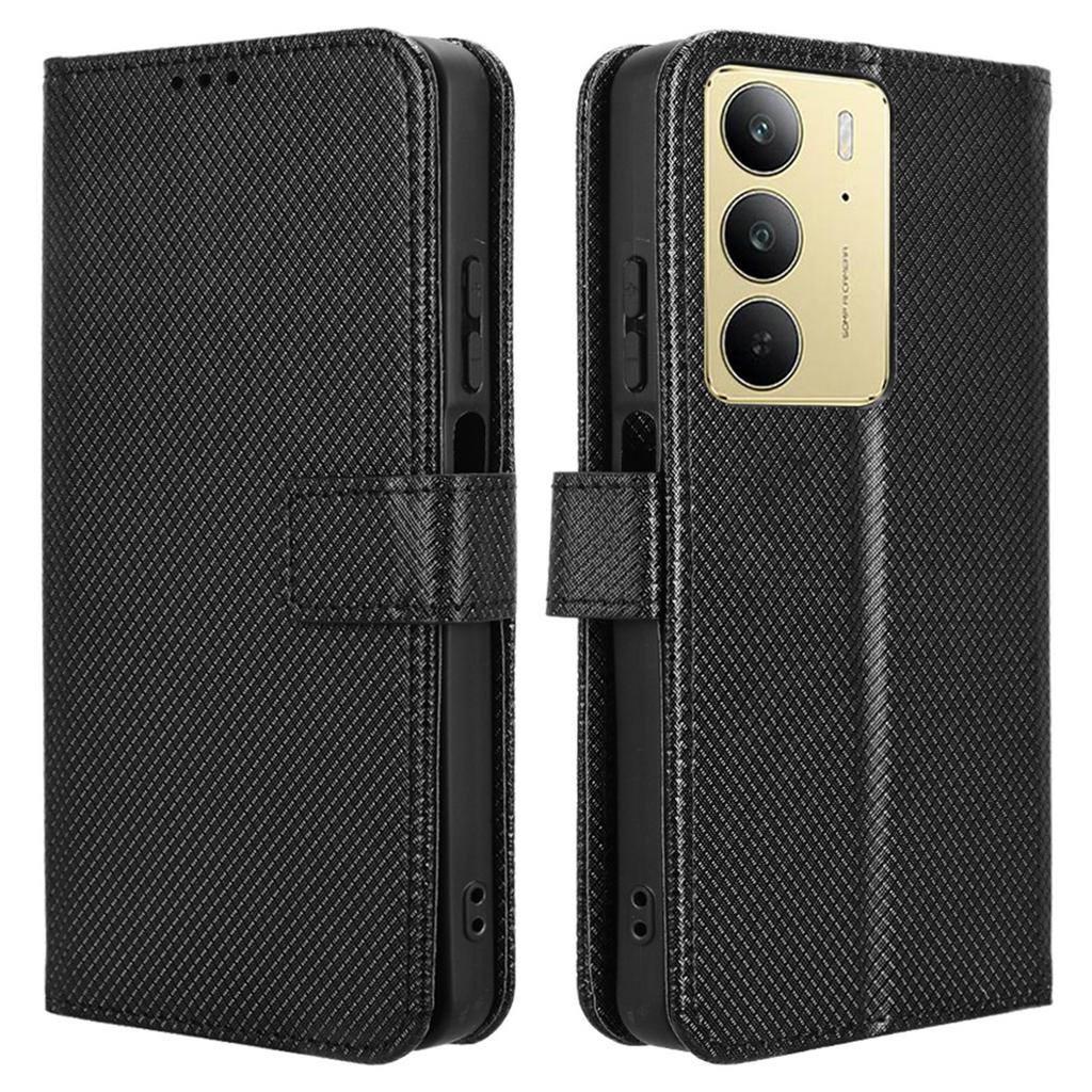 For Realme 14x 5G/C75 4G/V60 Pro 5G Case PU Leather Diamond Texture Wallet Phone Cover