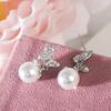 Sparkling Butterfly Pearl Drop Earrings for Women Elegant Silver Tone Dangle Earrings Fashion Daily Party Jewelry