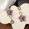 Elegant Flower Rhinestone Earrings Exquisite Vintage Earrings Sweet Flower Drop Earrings  Women