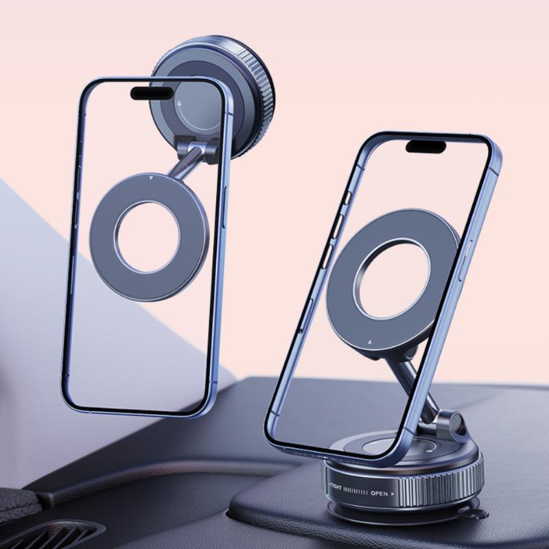 Folding Strong Magnet Magnetic Phone Holder 360° Rotation Desk Car Vacuum Suction Windshield Dashboard Mobile Holder