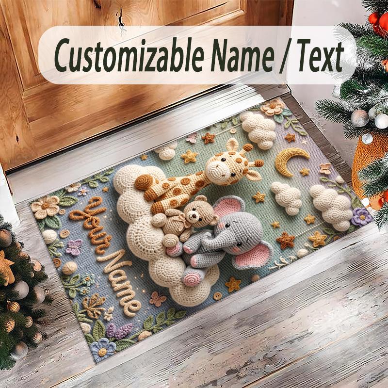 Family Friends Theme Crystal Velvet Rug Personalized Custom Name Text Soft Floor Mat Home Decor