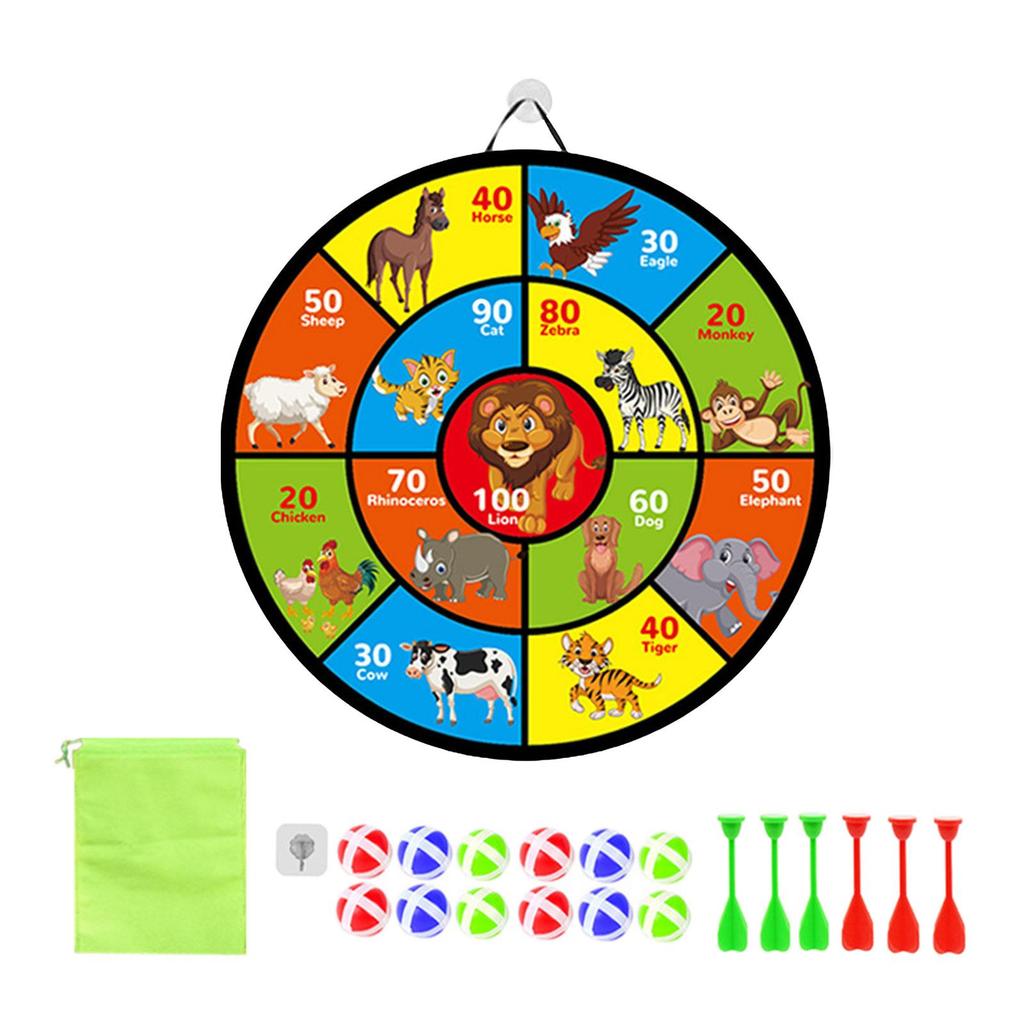 Double Sided Dart Board for Kids Dart Plate 29inch Durable Indoor Outdoor Party Games Toys Target Board with 12 Sticky Balls