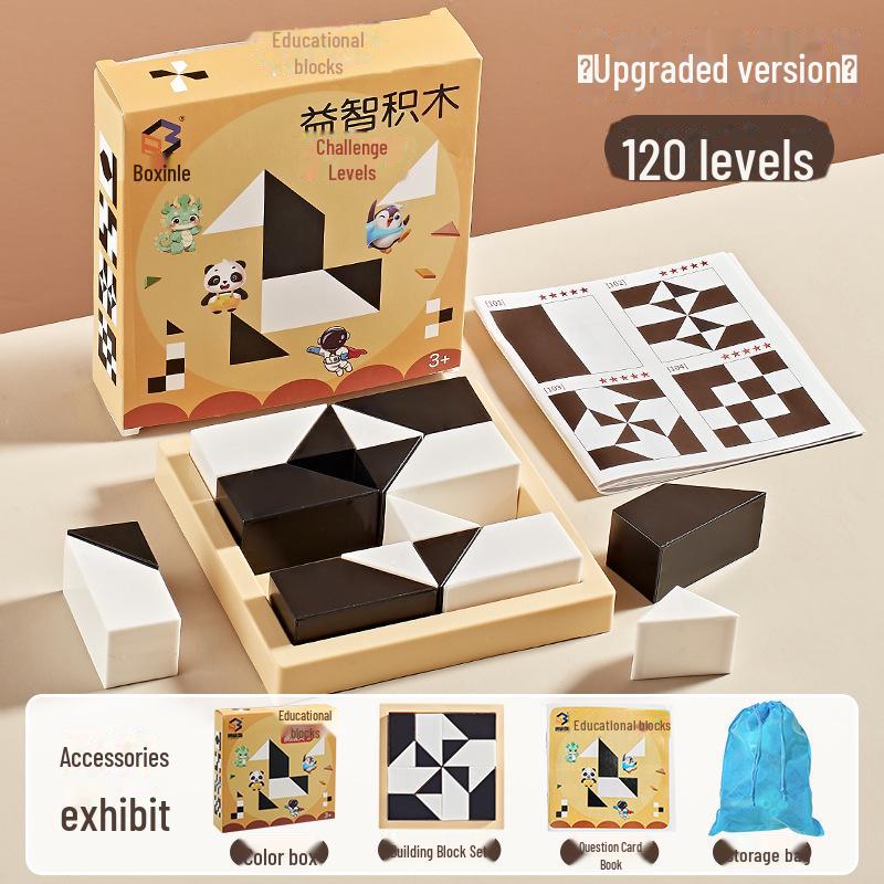 

Головоломка со скрытыми строительными блоками для детей от 3 до 10 лет - Тренировка мышления в черно-белой гамме