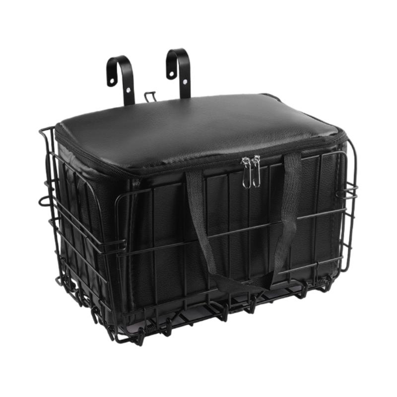 Metal Front Handlebar Bicycles Basket Mountain Bike Folding Hanging Basket with Removable Liner Bag Bike Accessories