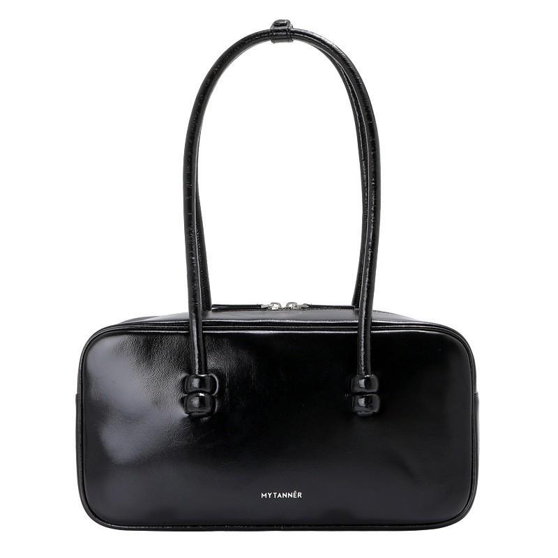 Genuine Leather Boston Bag High-quality Top-layer Cowhide Women's Large Capacity Shoulder Niche Bowling Pillow