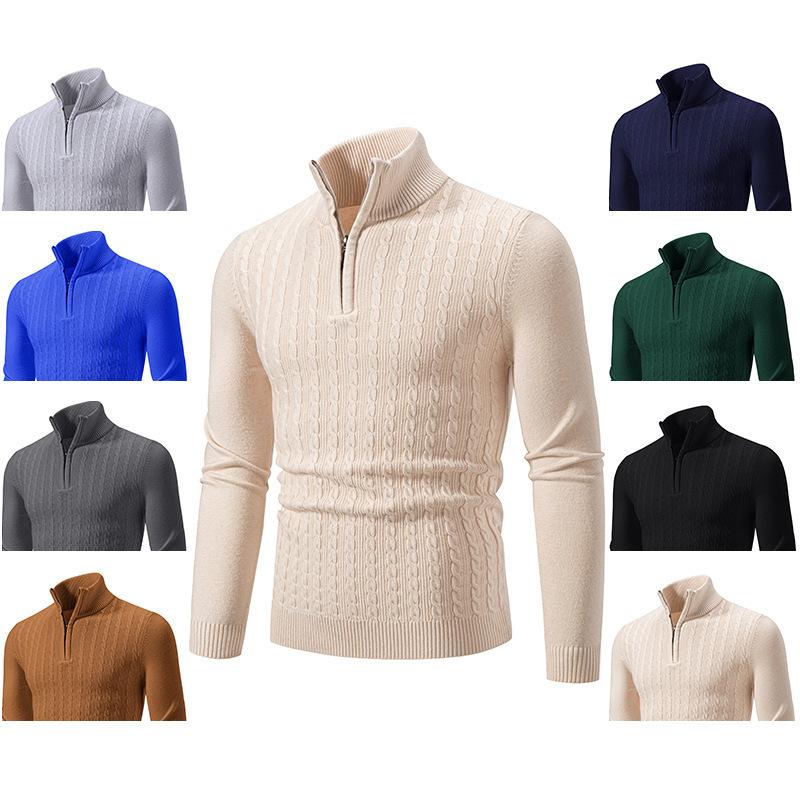 

Men’s Jacquard Stand Collar Knit Sweater M