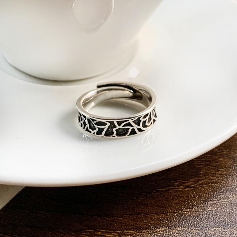 *Lan Zhi 925 Sterling Silver Retro Dark Sweet Hip Hop Open Ring for Women*