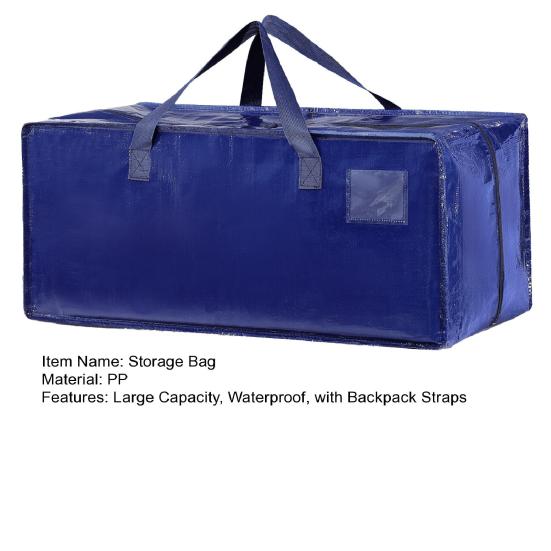 Waterproof Moving Bag Extra Large Heavy Duty Storage Tote Foldable Storage Bag with Backpack Straps Zippers Reinforced Handles for Packing Dorm