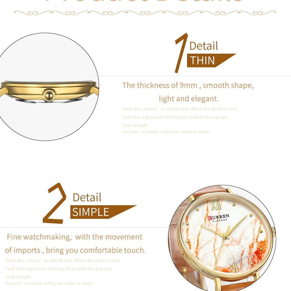 CURREN Kadın İzle Su Geçirmez Moda Trendi Öğrenci Kadınlar için Basit Ultra-ince Kuvars İzle