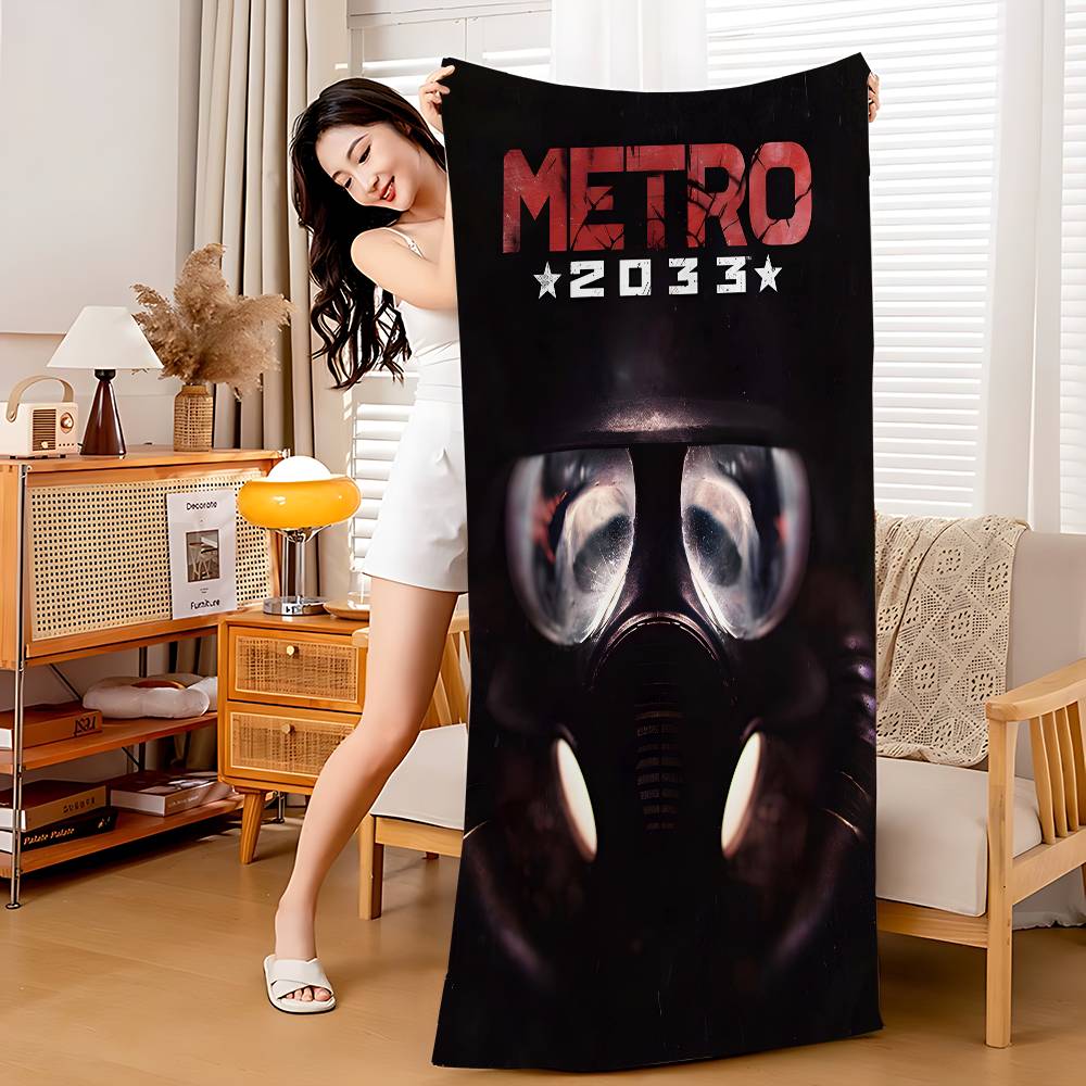 

M-Metro 2033 Аниме Видеоигра Микрофибровое одеяло Быстросохнущие пляжные полотенца Большой размер Печать Супервпитывающее полотенце-одеяло для бассейна W40*H60(CM)