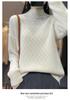 Women's Cashmere Diamond Knit Pullover: Half-High Collar, Thick, Loose-Fit, Korean Style Winter Sweater.