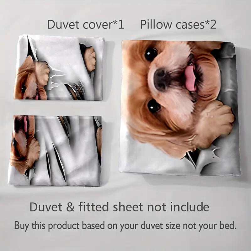 Cute dog illustration. Bedding Duvet cover sets Duvet covers Pillowcases gifts (1 * Duvet Cover 2 * Pillowcases, without duvet insert)